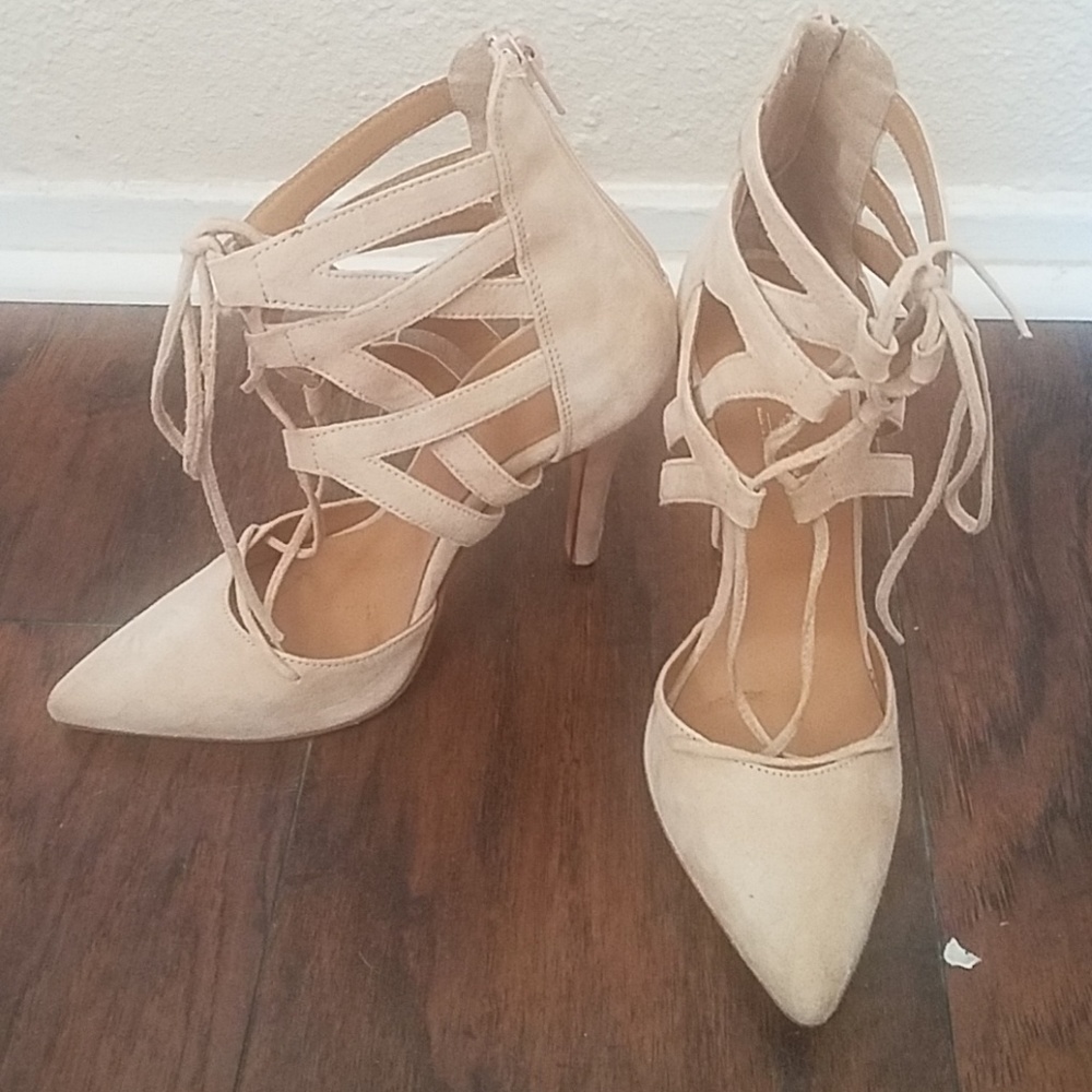 Italian Suede Lace-up Heels